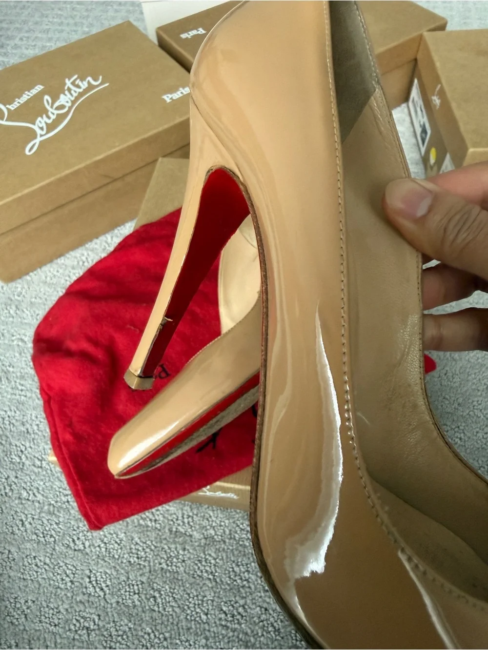 Christian Louboutin Nude Patent Leather  Pumps